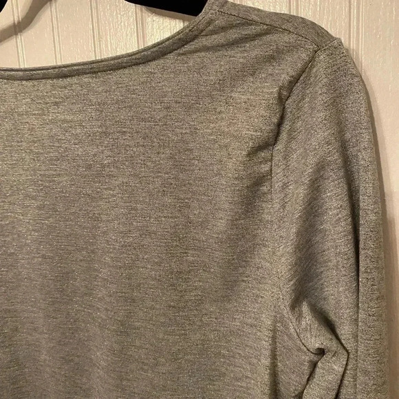 Talbots Silver Metallic Crew Neck Long Sleeve Tee - Picture 7 of 7
